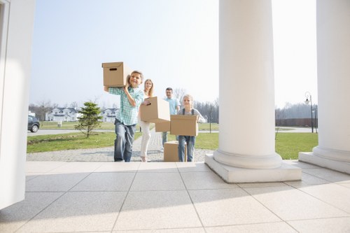 Office relocation equipment prepared for commercial removals near Belsize Park
