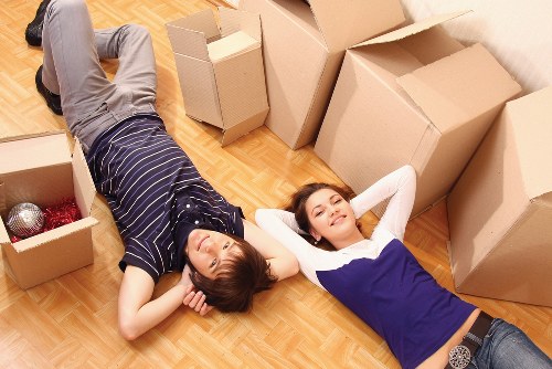 Furniture being loaded into a moving truck in Belsize Park